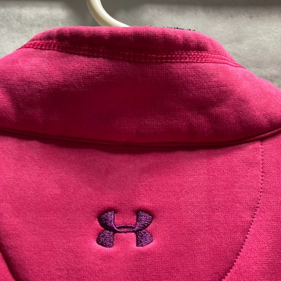 UNDER ARMOUR Hot Pink Purple Accents Zip Long Sleeve Fleece Jacket Womens Medium - Picture 15 of 16